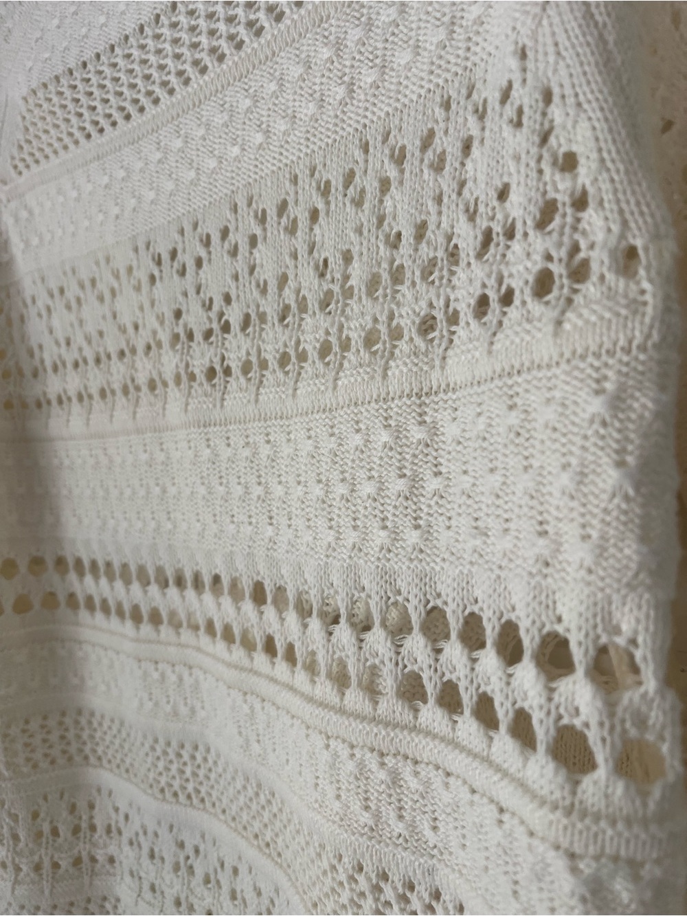 Sundance Travelers Cardigan Cream Open Knit Cotton Blend Sweater M - Picture 7 of 12